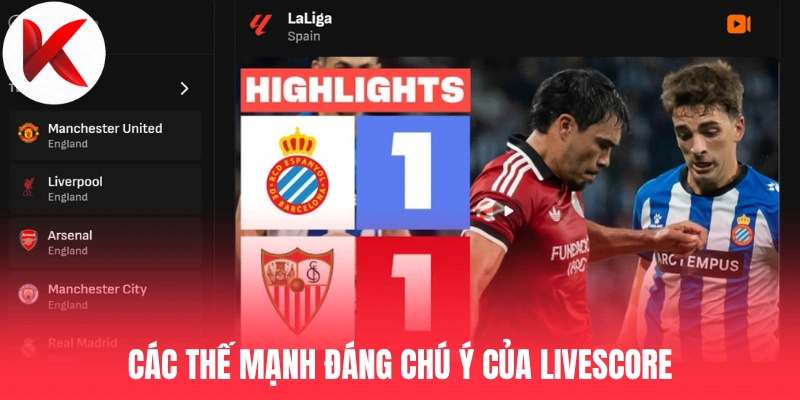 Các thế mạnh đáng chú ý của Livescore